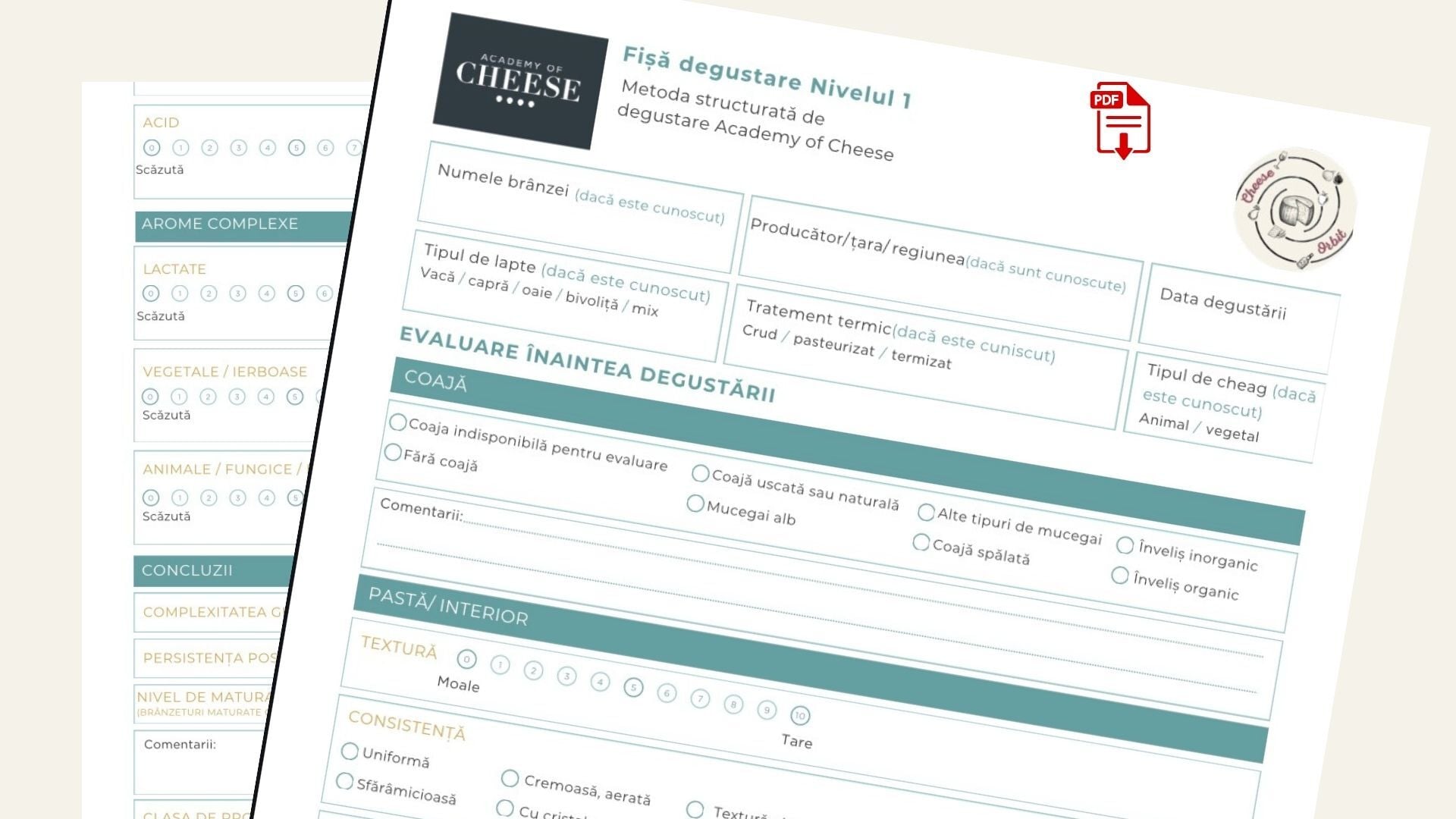 Fisa degustare Academy of Cheese Romania